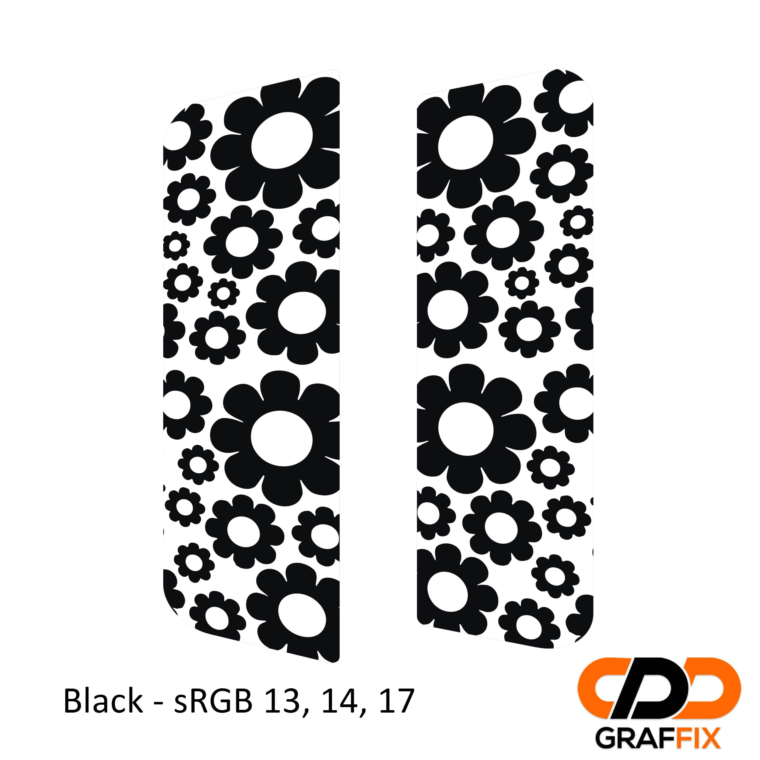 Black daisy pattern side window decals on Jeep Wrangler JKU 4-door 2007-2018 side glass detail