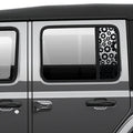 Black daisy pattern side window decal set on Jeep Wrangler JL 2018+ Gladiator JT 2020+ glass