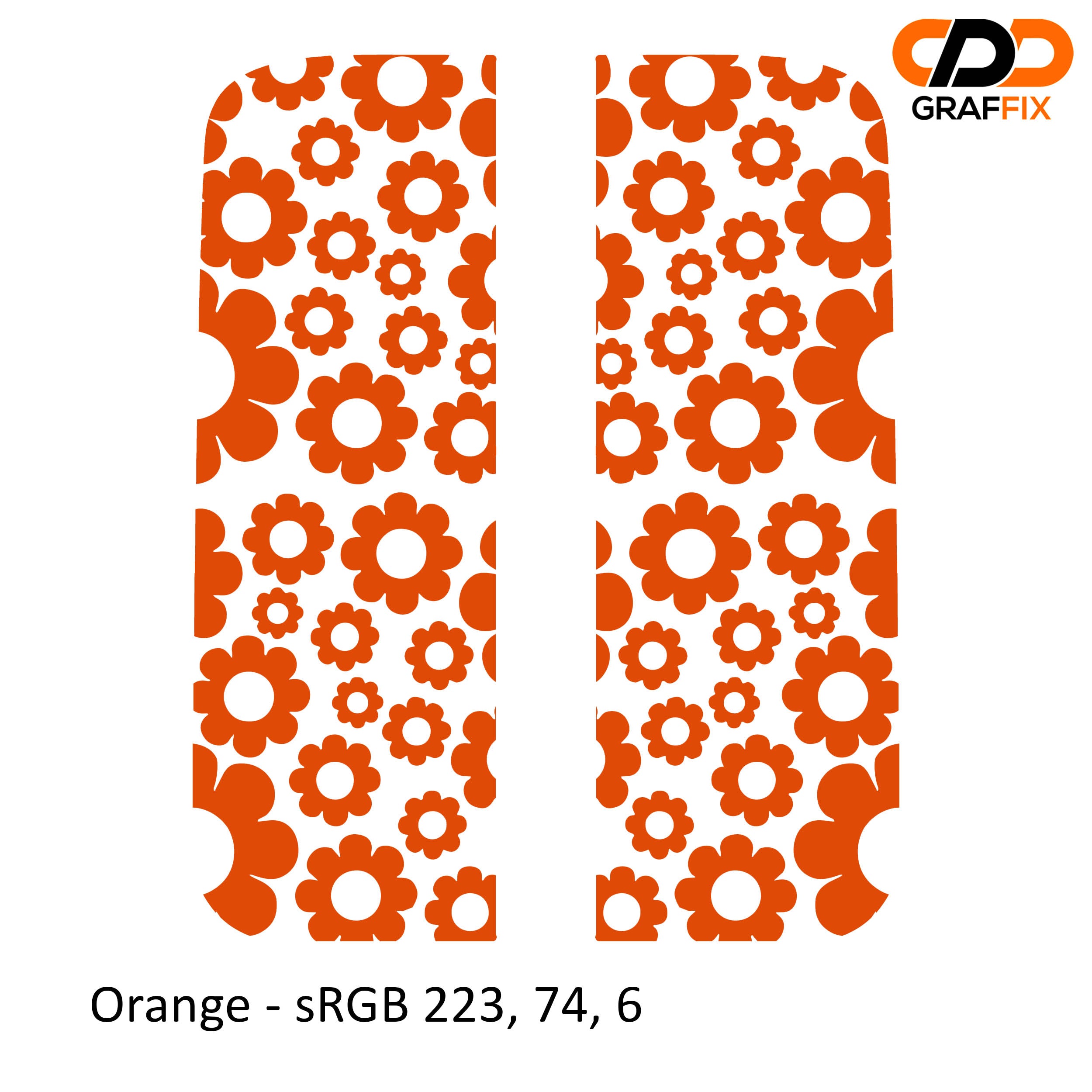 Orange daisy pattern side window decal set on Jeep Wrangler JL 2018+ Gladiator JT 2020+ glass