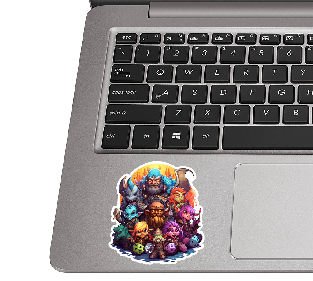 Dungeons & Dragons Characters with Dice Vinyl Sticker