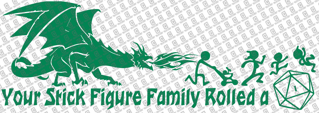 Dungeons & Dragons Inspired Your Stick Figure Family Rolled a 1 v2 Vinyl Decal