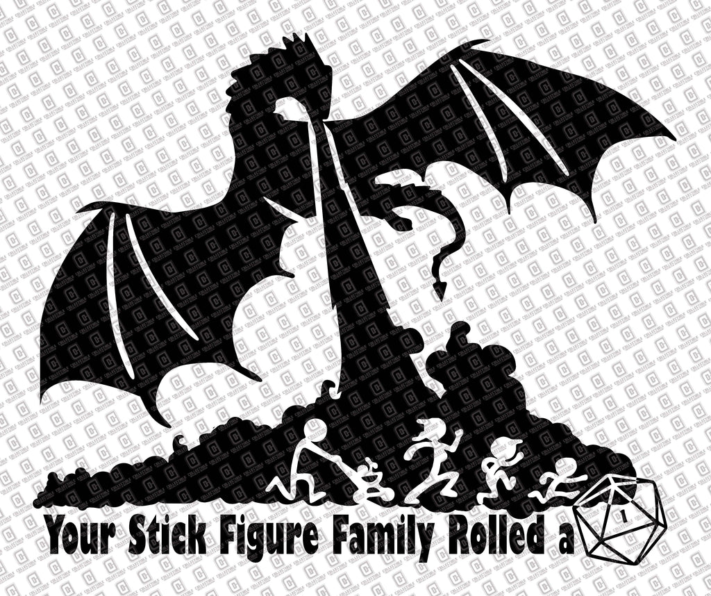 Dungeons & Dragons Inspired Your Stick Figure Family Rolled a 1 Vinyl Decal