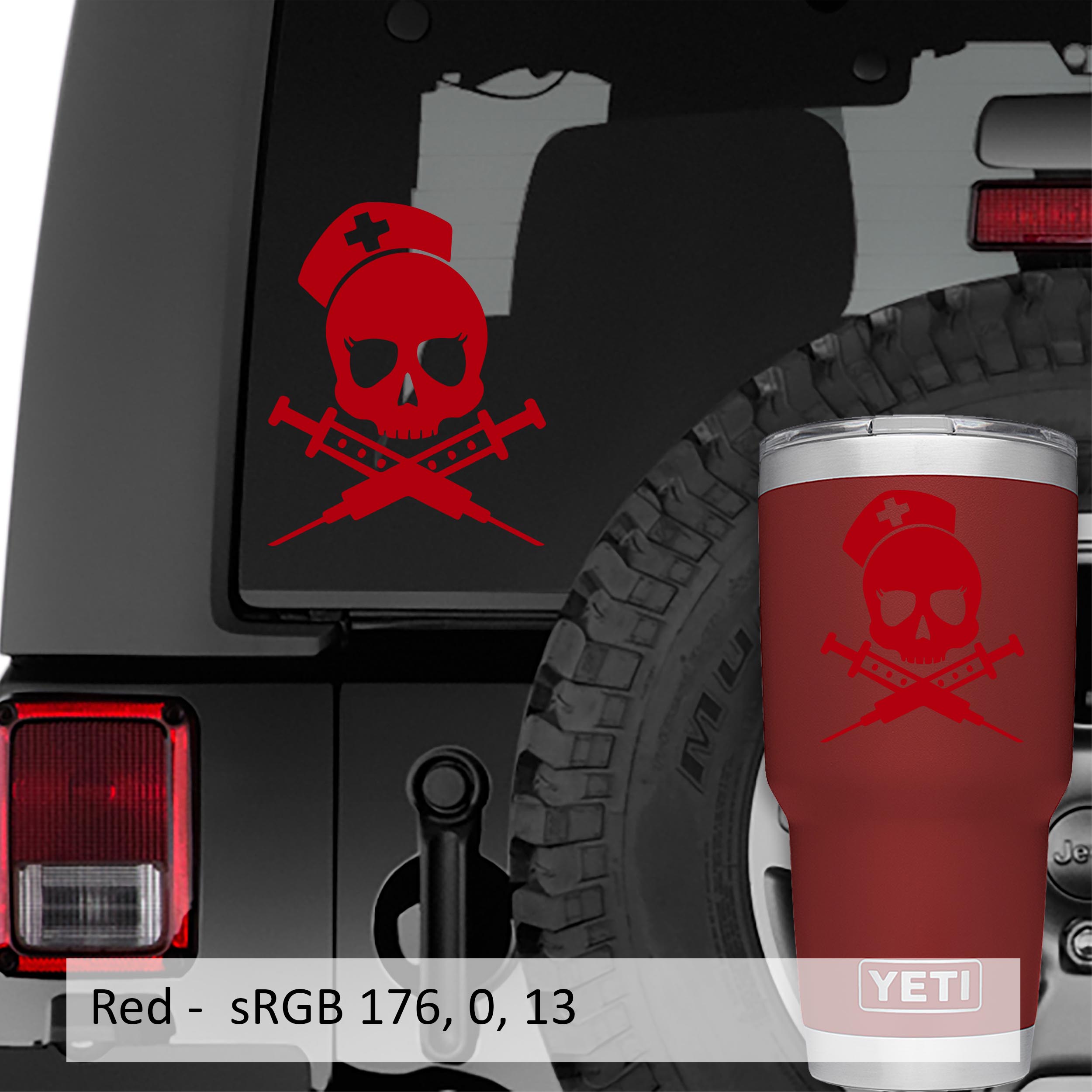 Death Nurse Skull Vinyl Decal Sticker