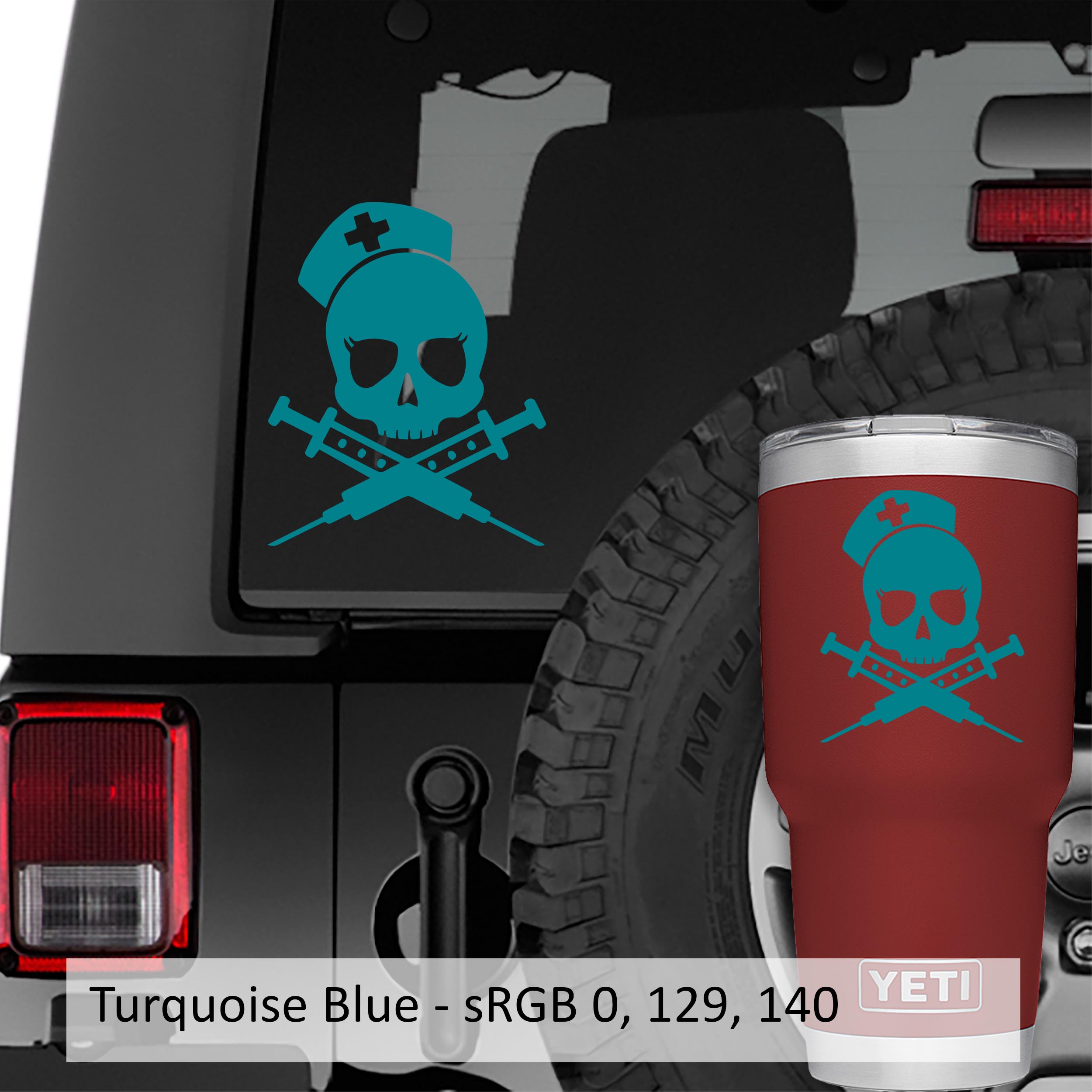 Death Nurse Skull Vinyl Decal Sticker