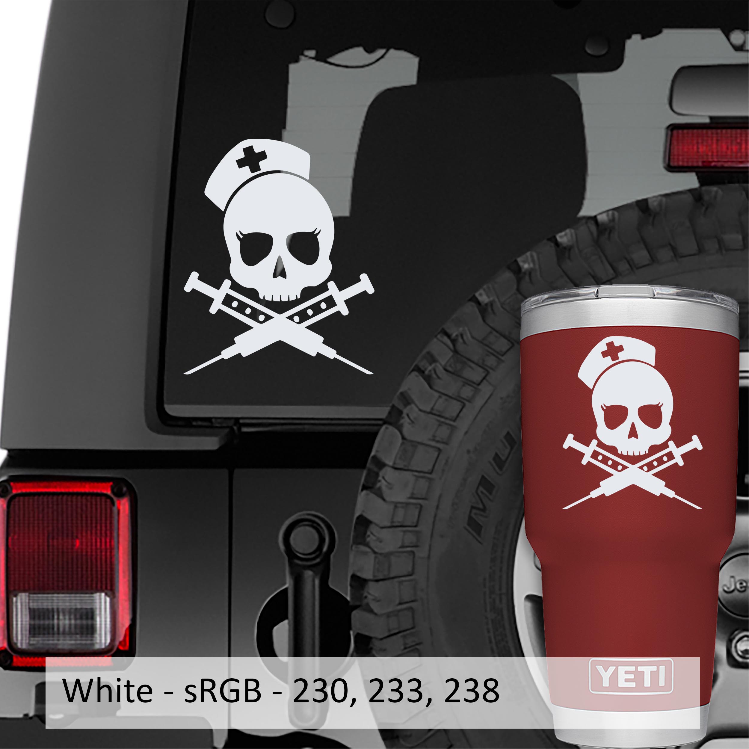 Death Nurse Skull Vinyl Decal Sticker