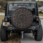 Choco Creme Cookie spare tire cover on a Jeep rear wheel with the playful sandwich cookie design centered on canvas