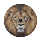 Lion of Judah tire cover product mockup on red Ford Bronco rear desert backdrop with lion portrait art