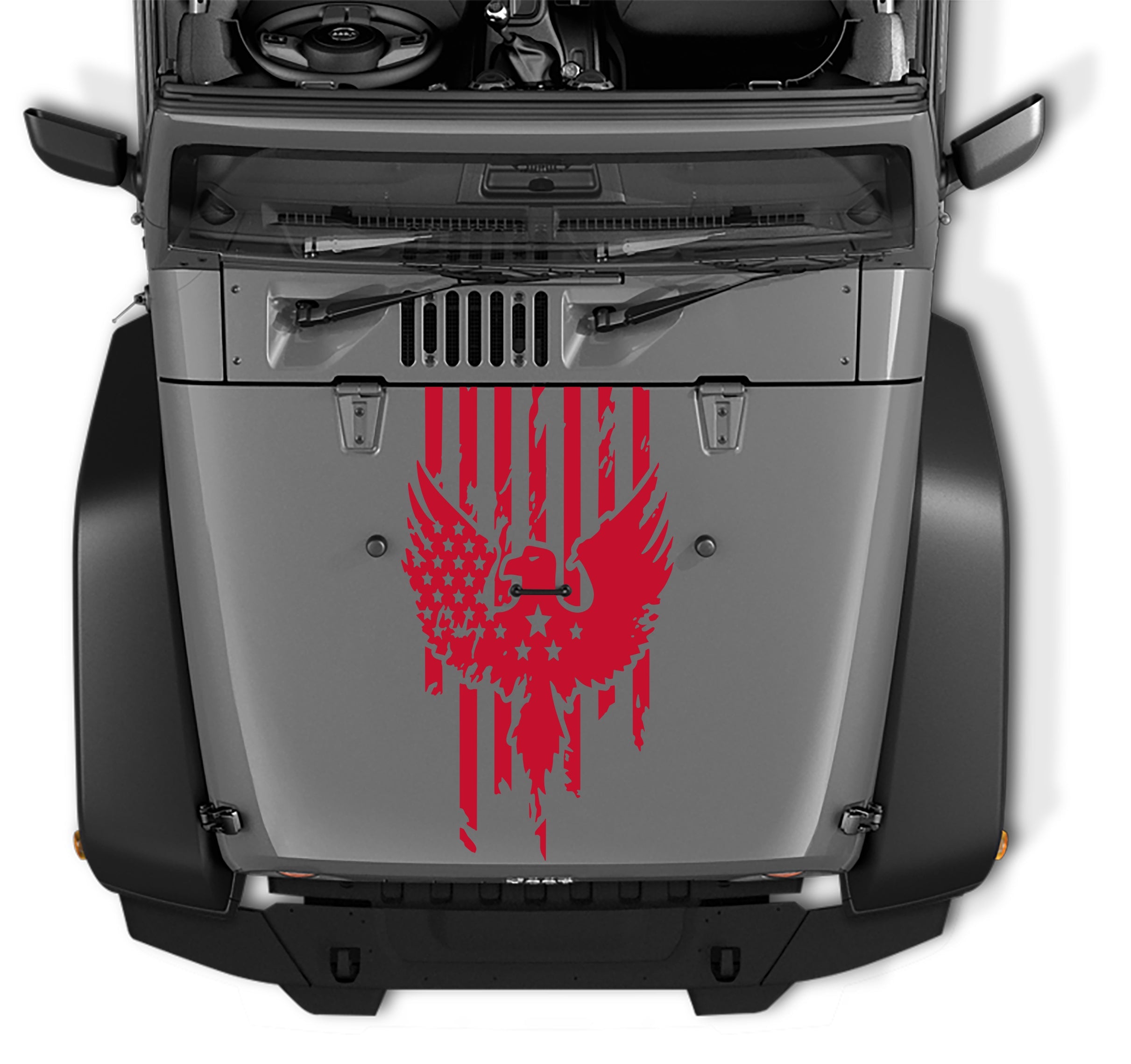 Distressed American Flag w/ Eagle Blackout Hood Decal Vinyl