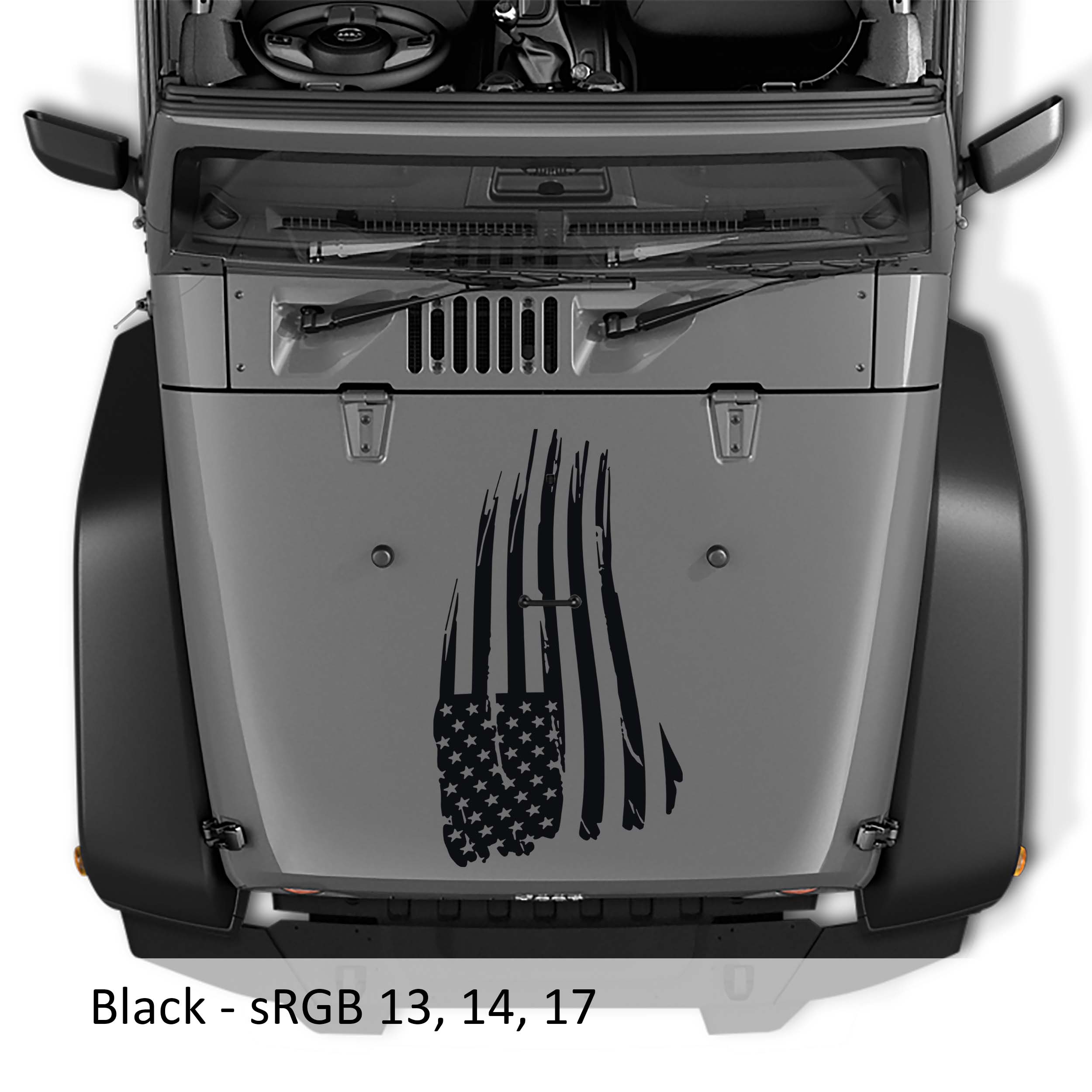 Distressed American Flag Blackout Hood Decal