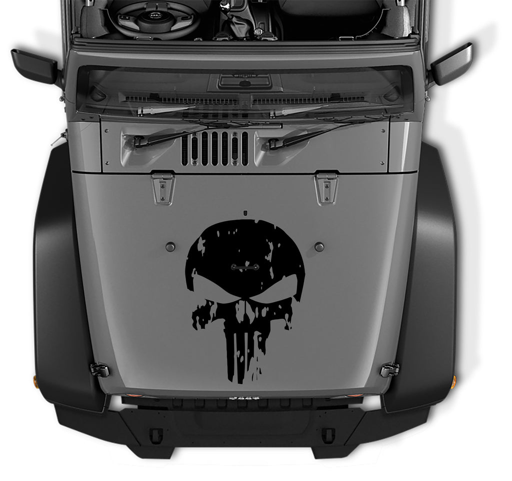 Distressed Punisher Skull Vinyl Blackout Decal