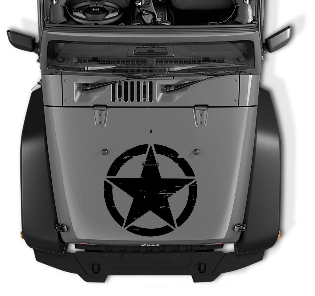 Distressed Oscar Mike Military Star Jeep Hood Vinyl Decal