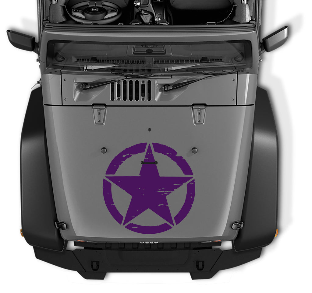 Distressed Oscar Mike Military Star Jeep Hood Vinyl Decal