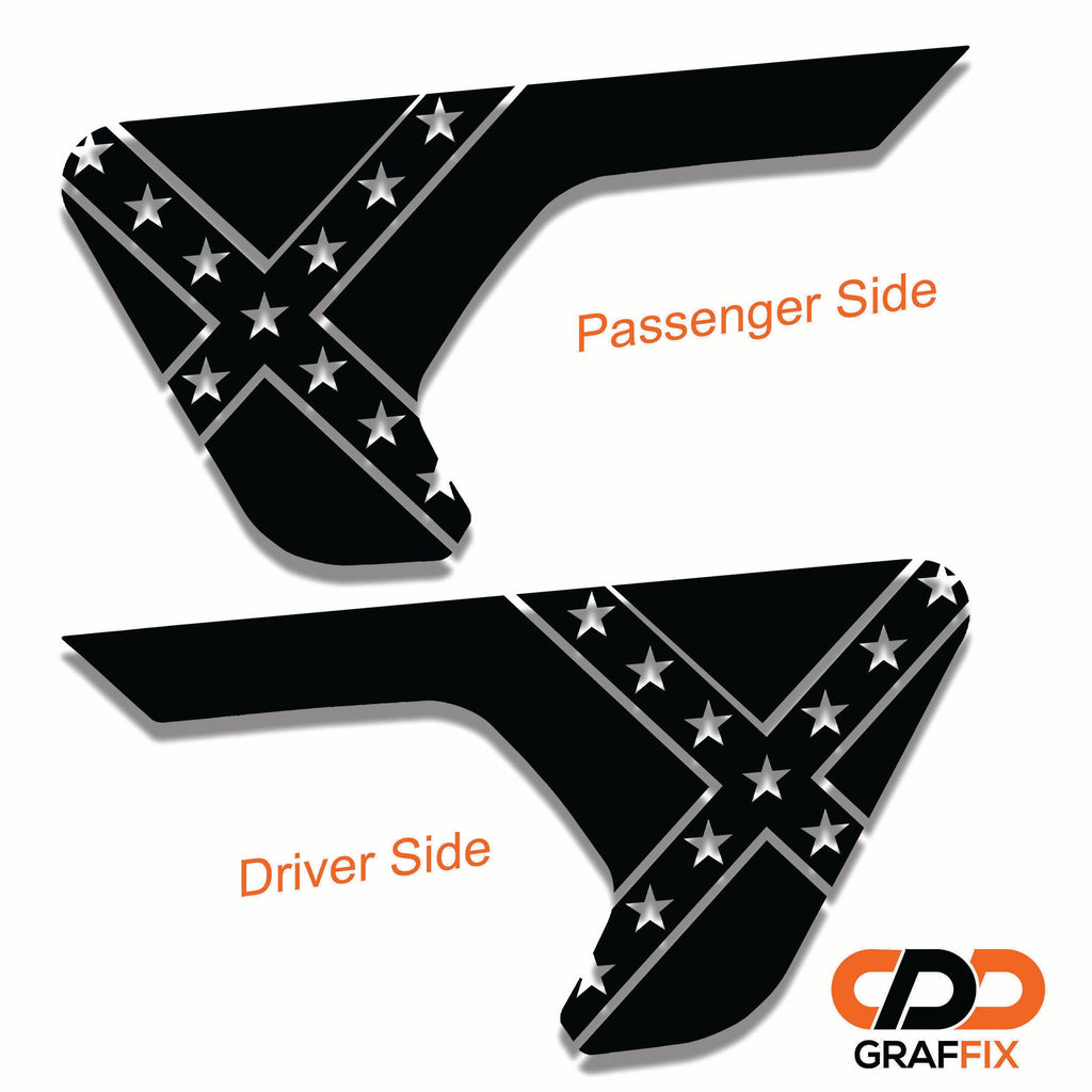 Rebel Dixie blackout fender vent decal pair shown installed on Jeep JL JT billet fender vent