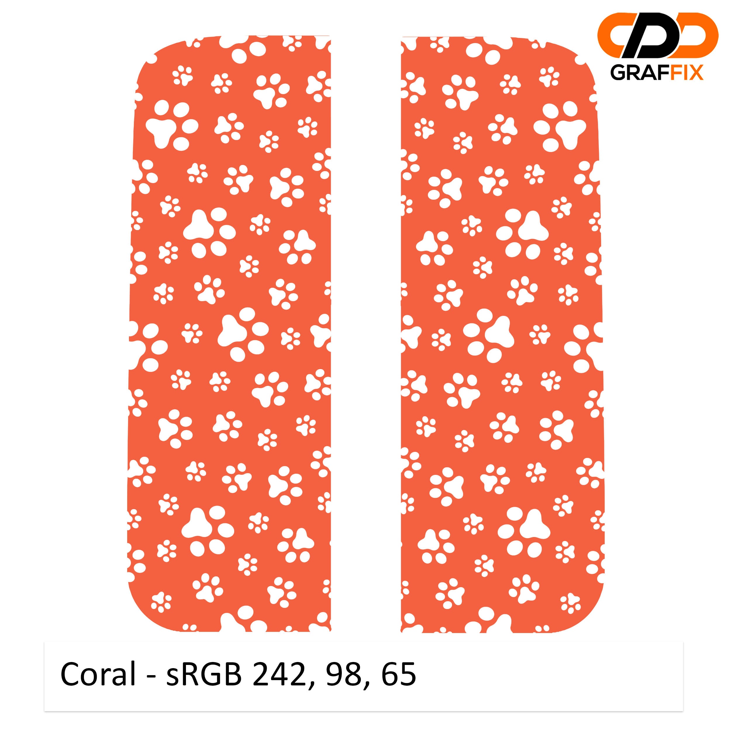Coral pink dog paw print pattern rear side window cling pair for Jeep Wrangler JLU and Gladiator JT