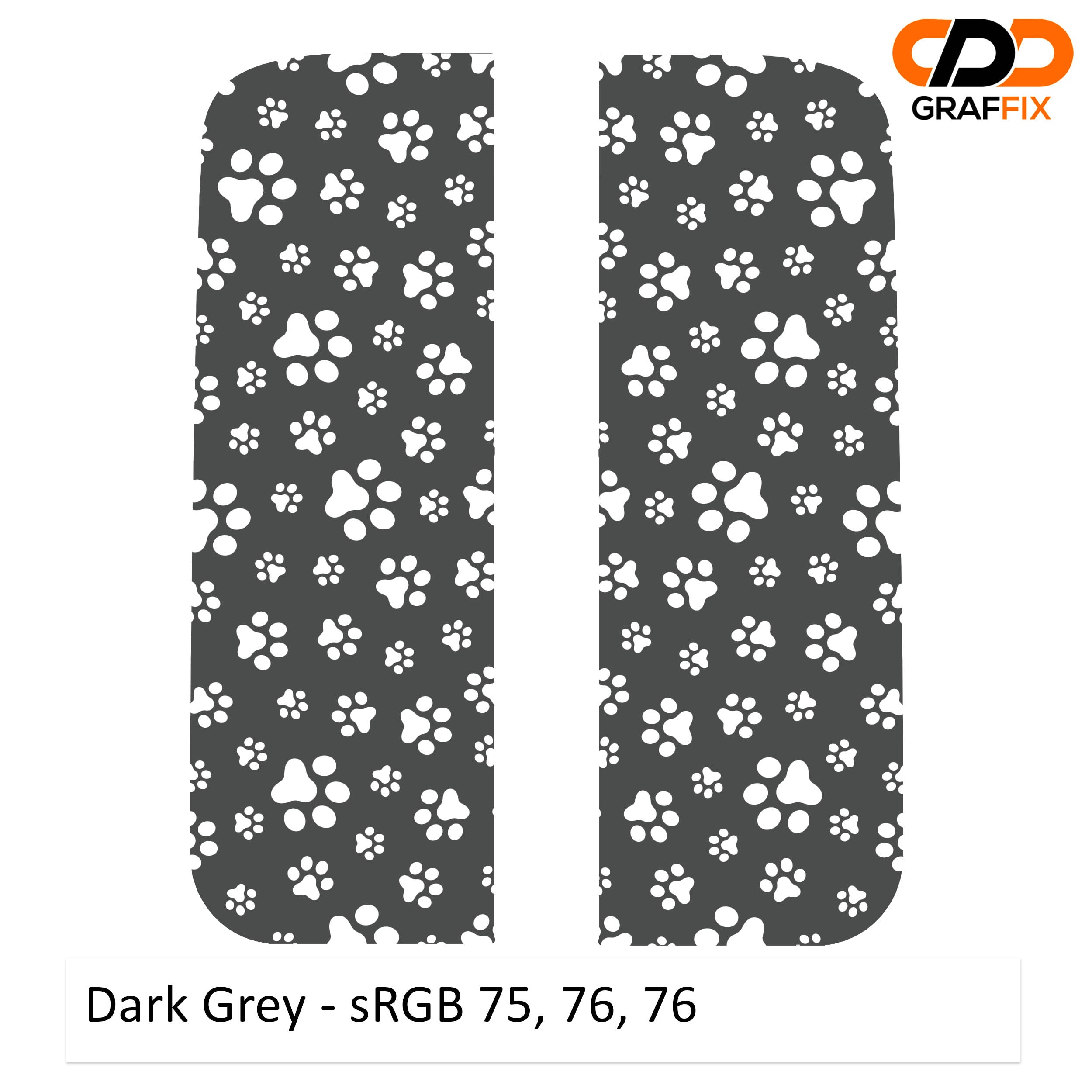 Dark grey puppy paw print rear quarter window decal kit for Jeep Wrangler JLU and Gladiator JT