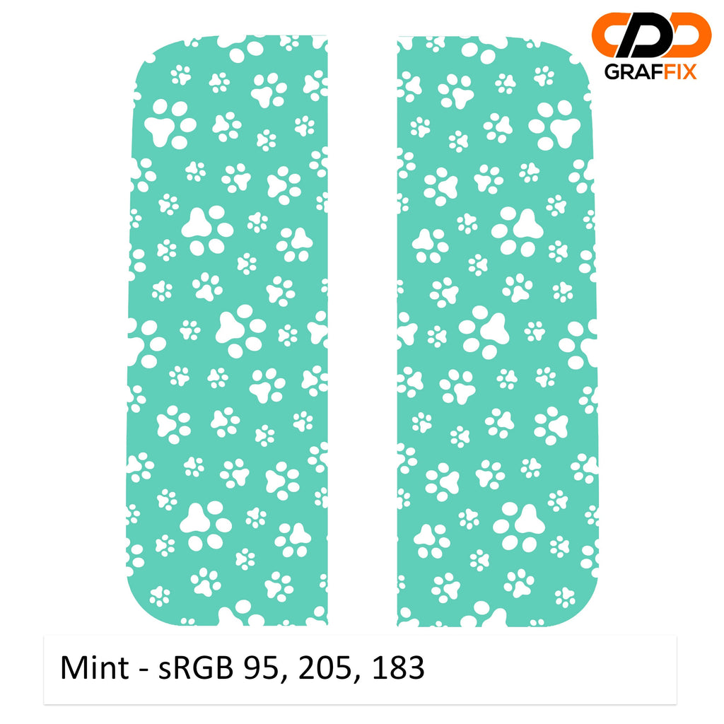 Mint green dog paw print pattern rear side window decal pair for Jeep Wrangler JLU 2018+ models