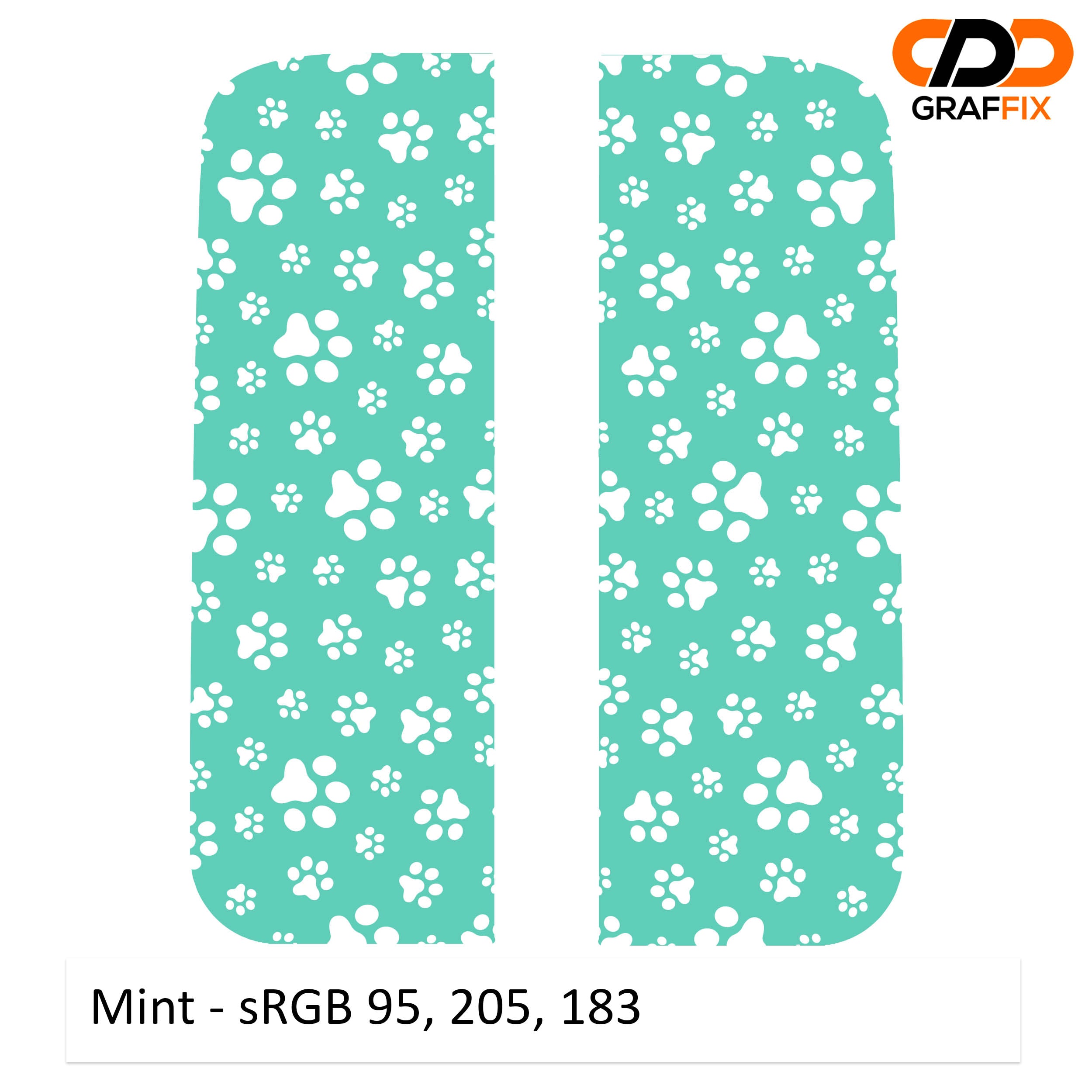 Mint green dog paw print pattern rear side window decal pair for Jeep Wrangler JLU 2018+ models