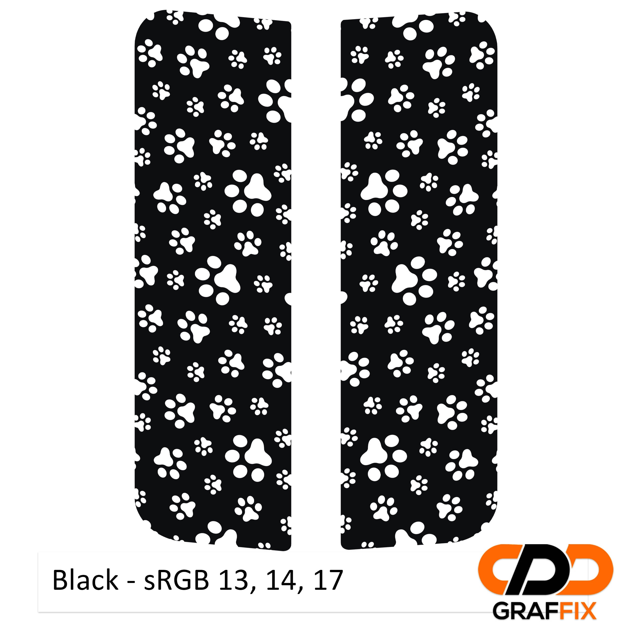 Black puppy paw print pattern rear quarter window cling set for Jeep Wrangler JKU 2007-2018
