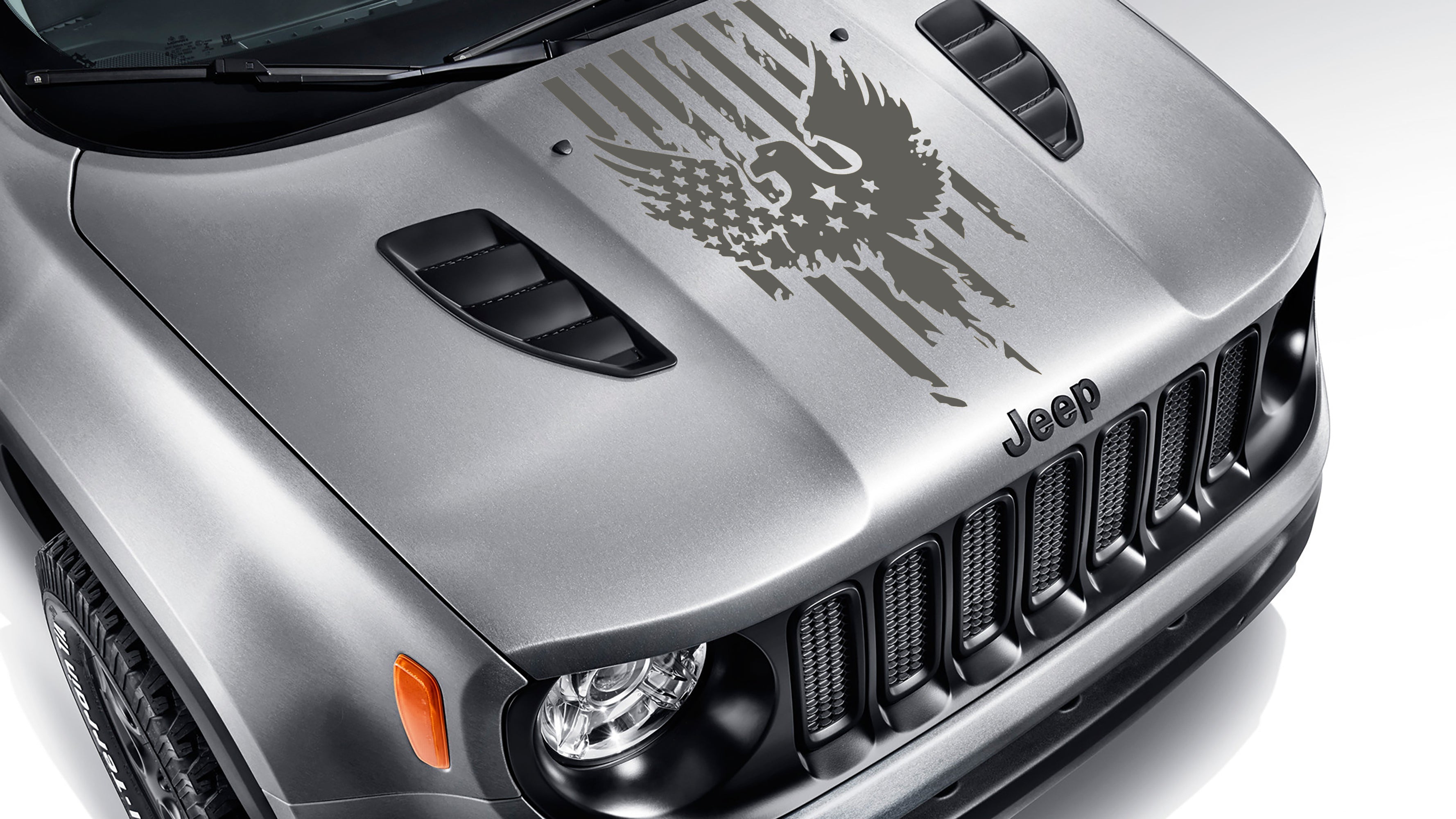 BU Distressed American Flag w/ Bald Eagle Blackout Hood Vinyl Decal
