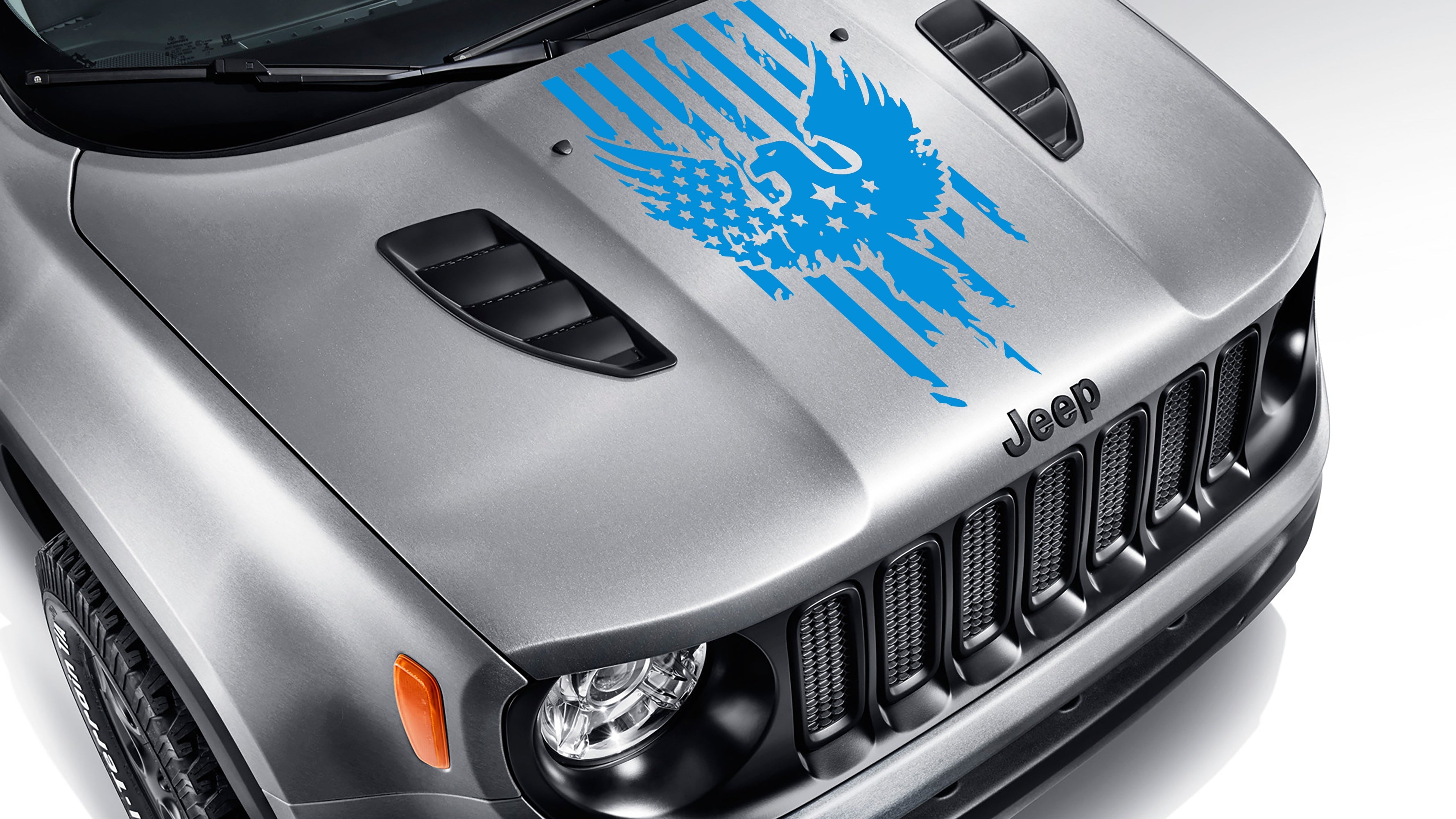 BU Distressed American Flag w/ Bald Eagle Blackout Hood Vinyl Decal