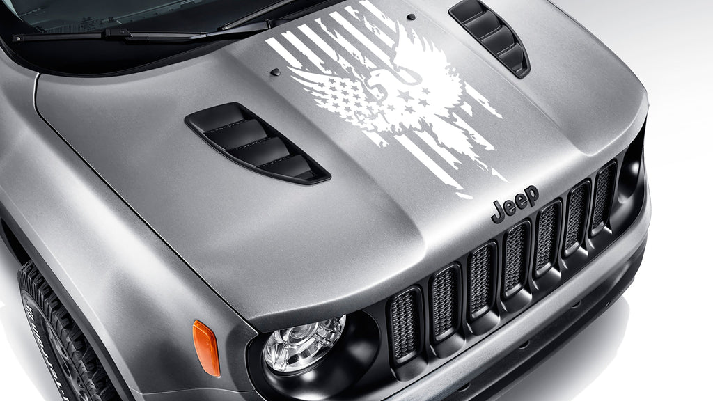 BU Distressed American Flag w/ Bald Eagle Blackout Hood Vinyl Decal