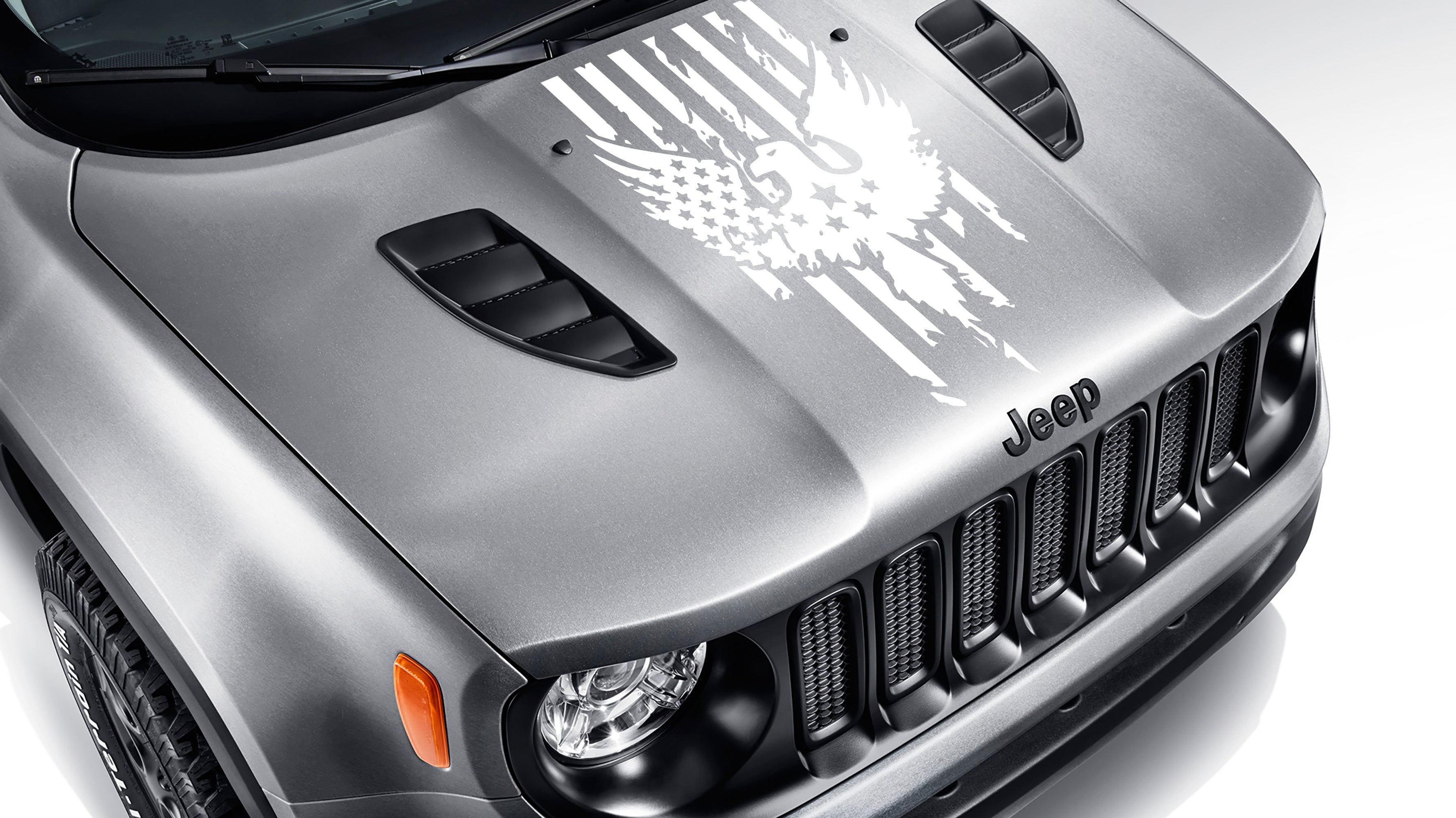 BU Distressed American Flag w/ Bald Eagle Blackout Hood Vinyl Decal