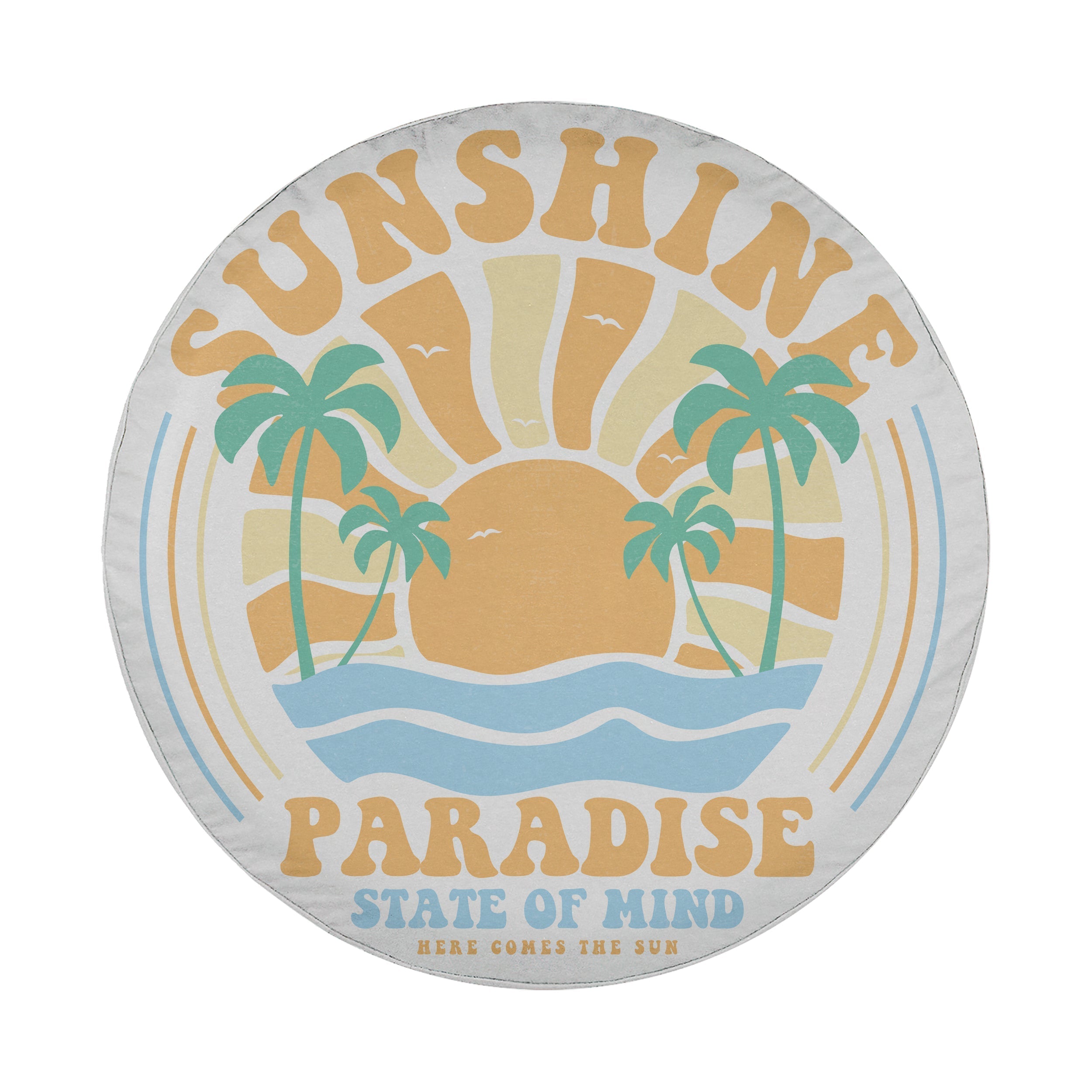 Sunshine Paradise design printed spare tire cover with optional backup camera hole by Graffix