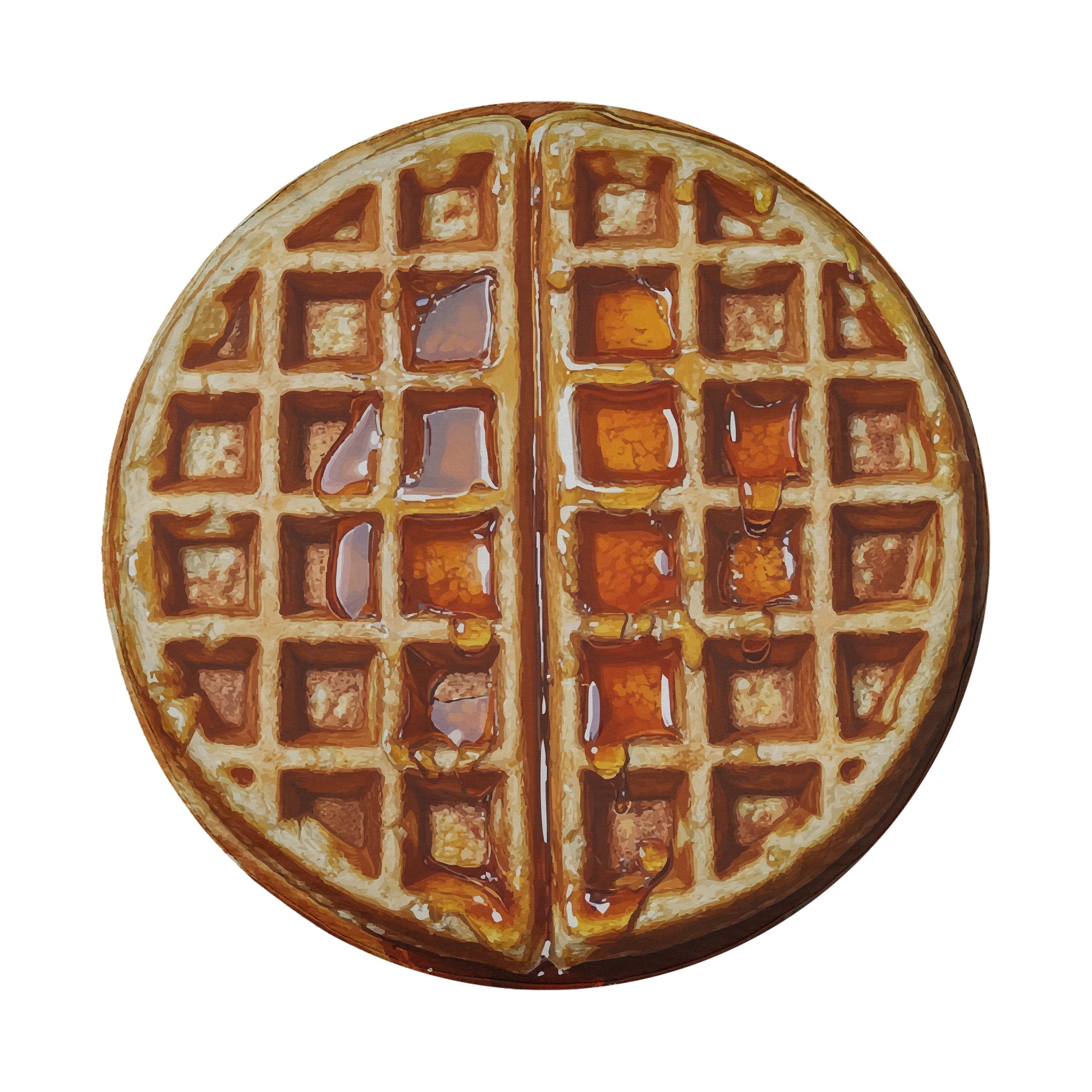 Maple syrup Belgian waffle spare tire cover side view showing fabric and grommets