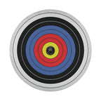 Bullseye archery target tire cover detail showing classic ringed shooting target design