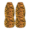 Tiger stripe front car seat covers with orange and black animal print on universal bucket seats