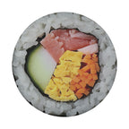 Kimbap Korean sushi roll spare tire cover featuring nori rice tuna cucumber egg yolk and carrot mix