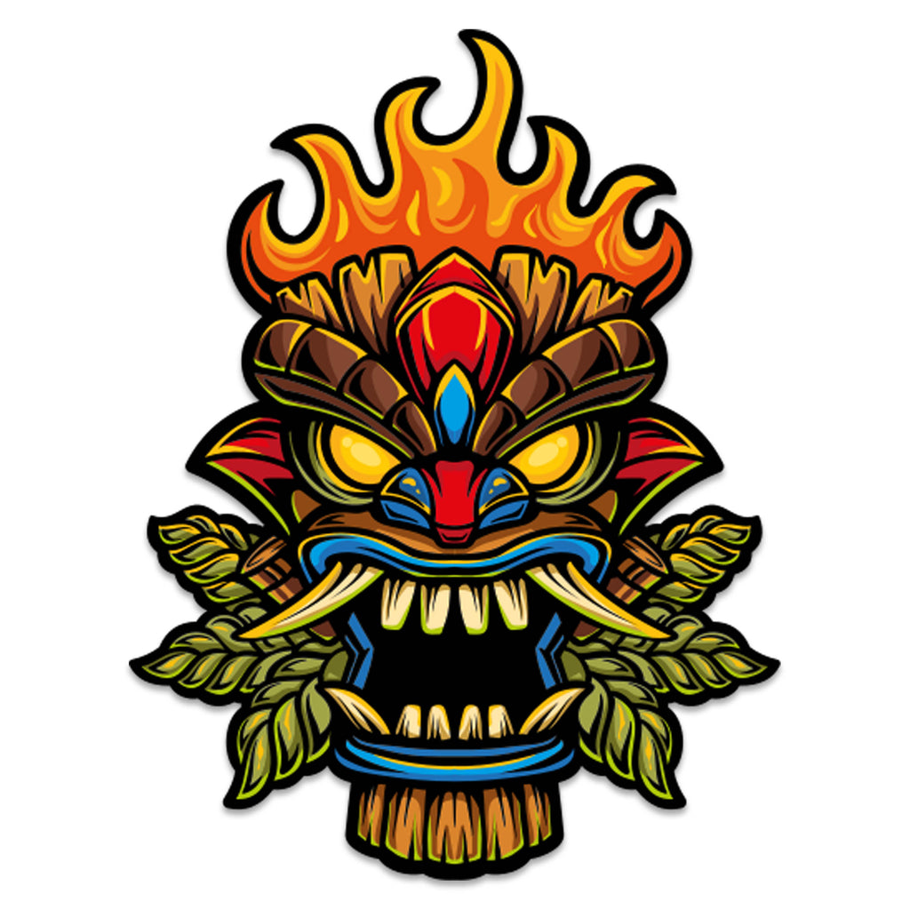 Fire Tiki Mask Vinyl Sticker