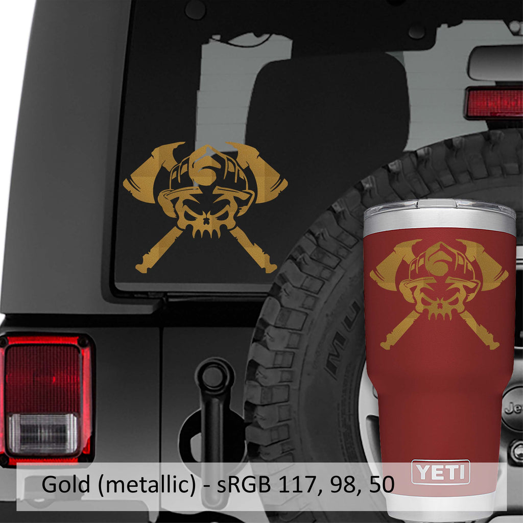 Firefighter Skull and Axe Crossbones Vinyl Decal