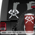 Firefighter Skull and Axe Crossbones Vinyl Decal
