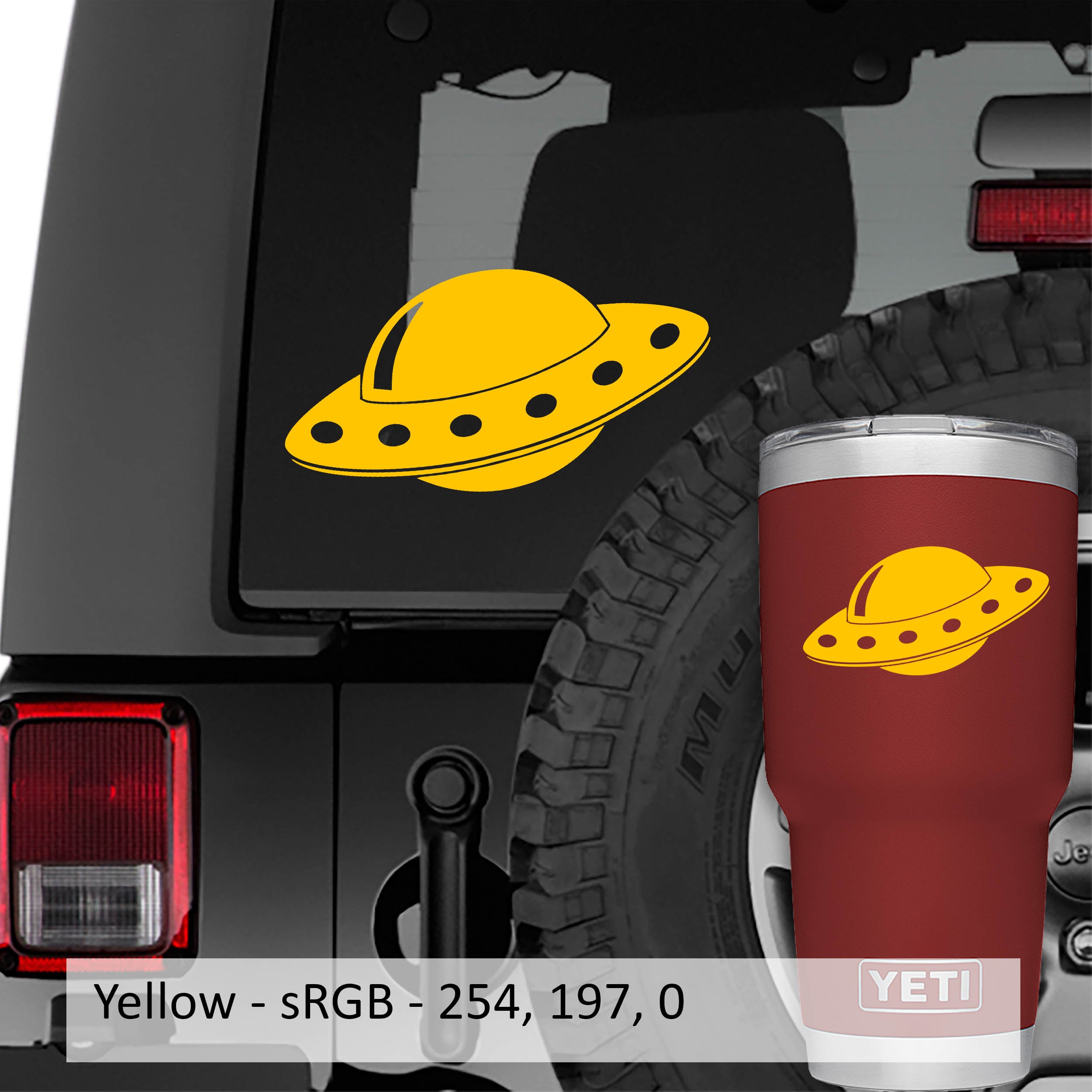 Flying Saucer Spaceship UFO Vinyl Decal