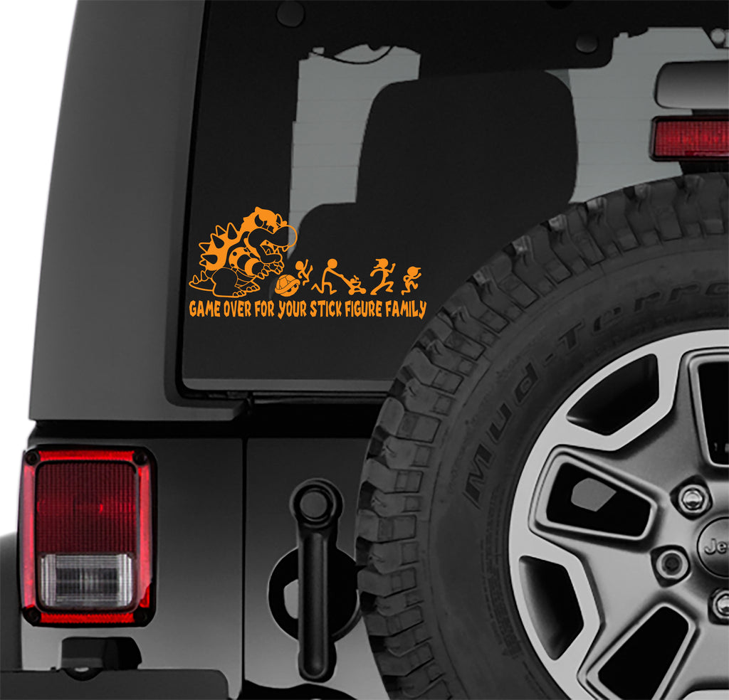 Mario Bros Inspired Game Over For Your Stick Figure Family Vinyl Decal