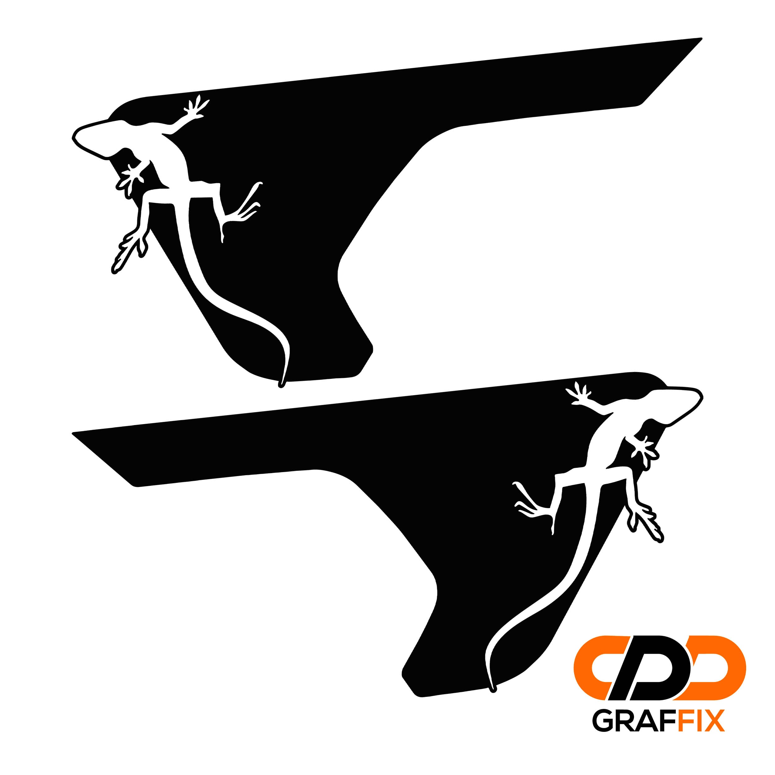 Climbing gecko pair fender vent blackout decal application shown on Jeep JL Gladiator vents