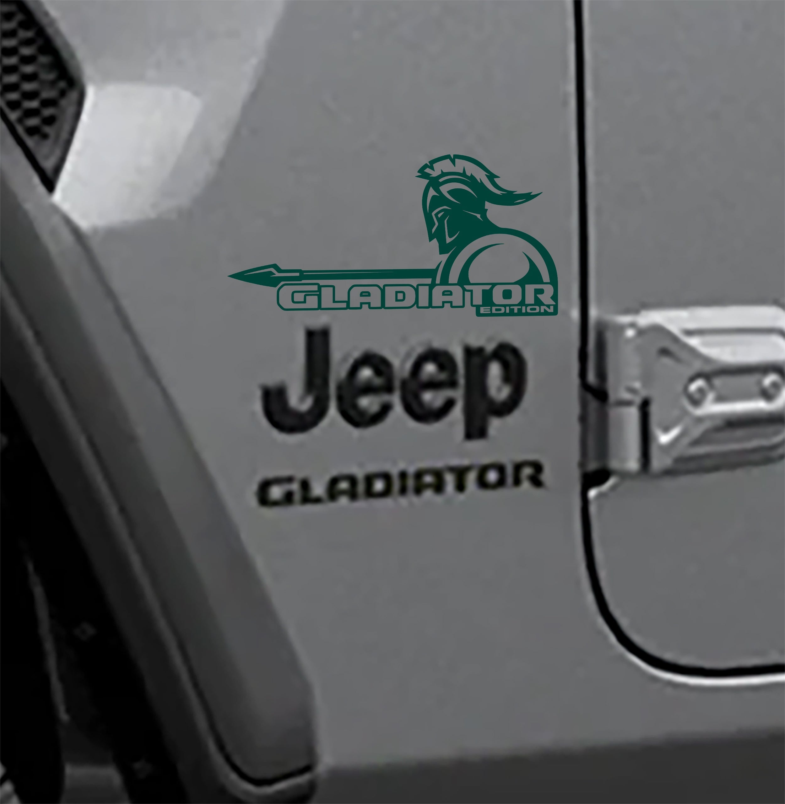 Forest green Spartan warrior Gladiator Edition fender vinyl decal pair for Gladiator JT
