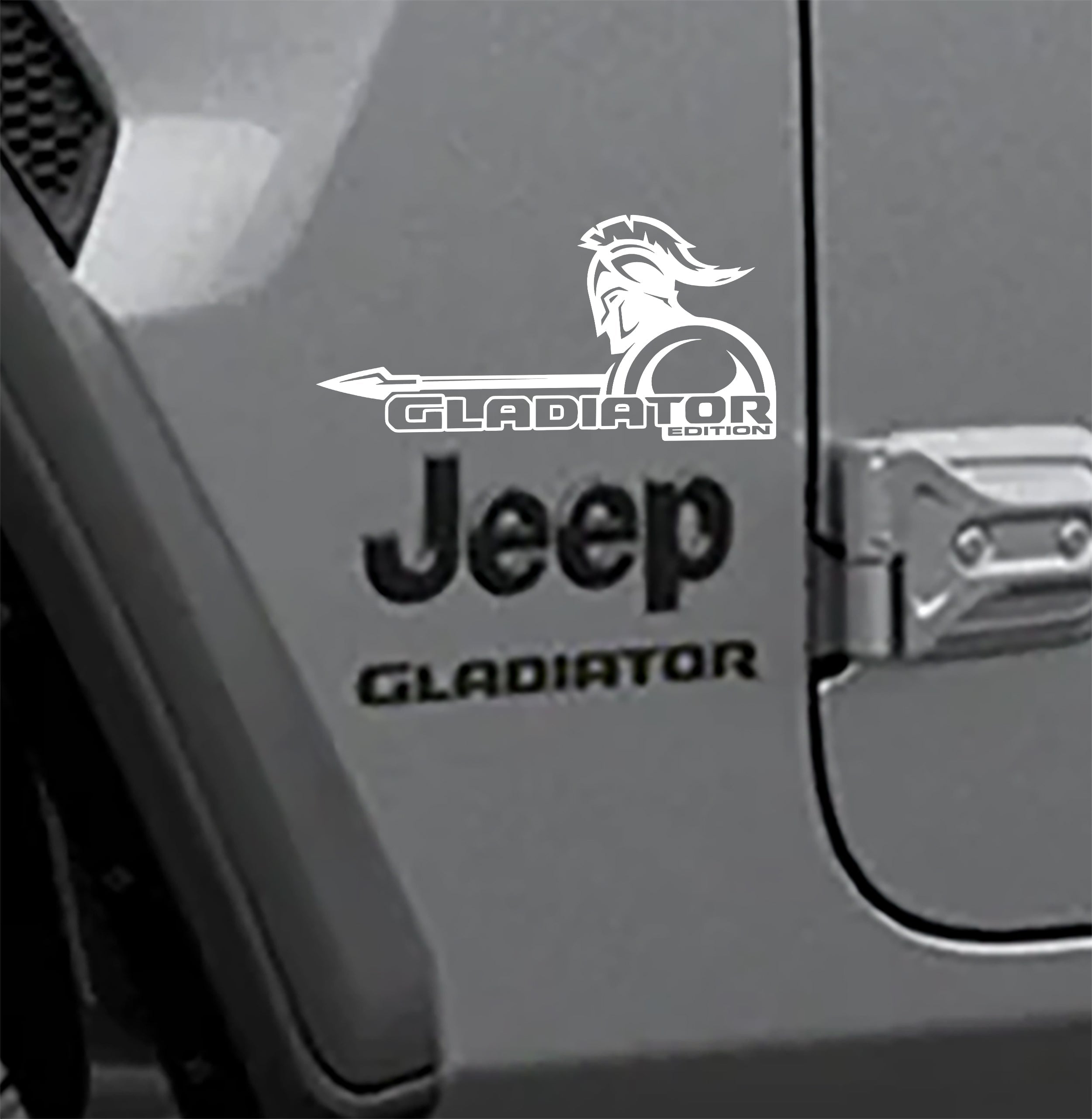 White Spartan warrior Gladiator Edition fender vinyl decal pair for Jeep Gladiator JT