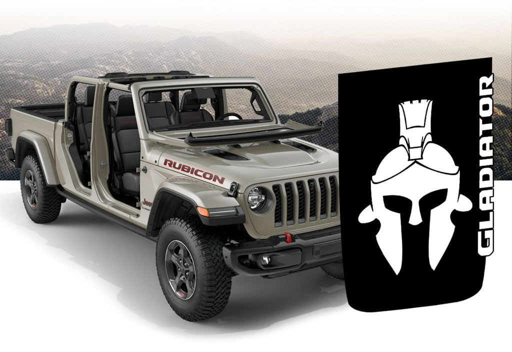 Hood Decal for Jeep JL/JT Rubicon Style Hood - Gladiator Helmet Blackout Hood Decal