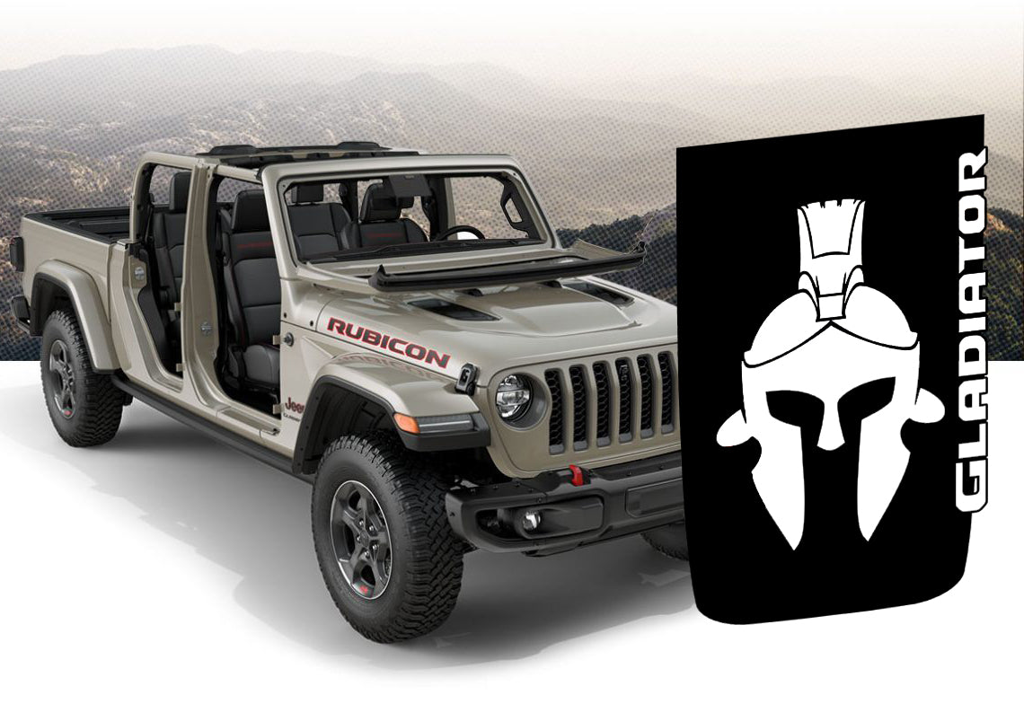 Hood Decal for Jeep JL/JT Rubicon Style Hood - Gladiator Helmet Blackout Hood Decal