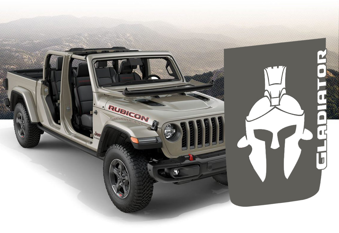 Hood Decal for Jeep JL/JT Rubicon Style Hood - Gladiator Helmet Blackout Hood Decal
