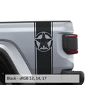 Black Gladiator Star bedside stripe decal set shown on Jeep Gladiator JT rear bed panel