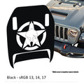 Black Gladiator Star Clawed Foot JL JT Mojave hood decal shown on Jeep Wrangler hood panel