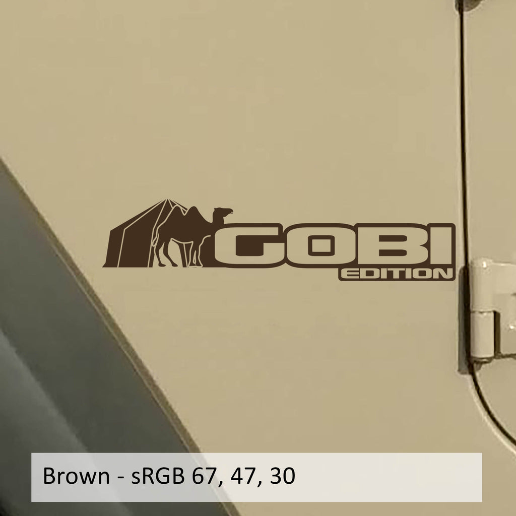Gobi Edition Wrangler JL Gladiator JT fender decal x2 pair pictured in chocolate brown vinyl finish