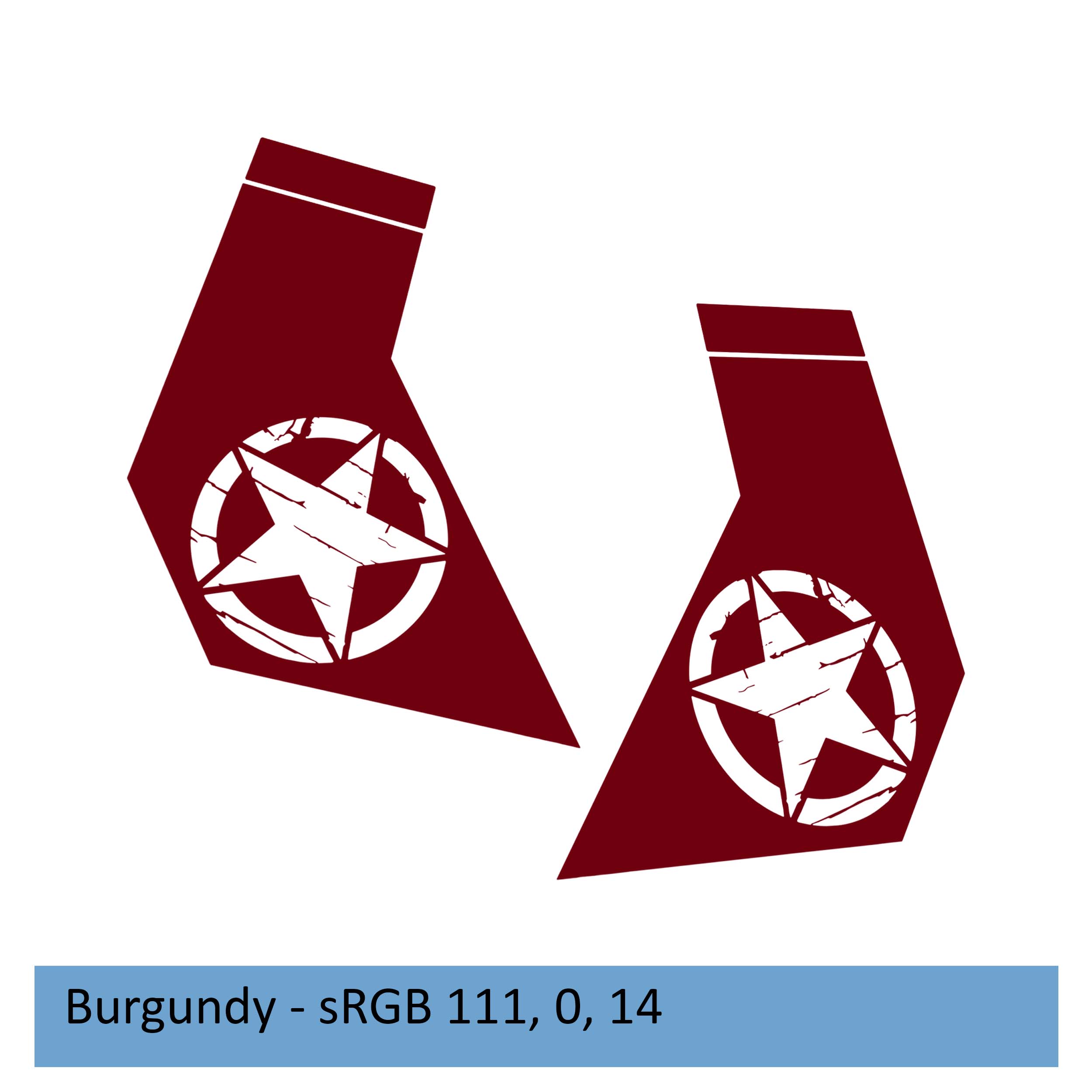 Burgundy distressed Alfa Romeo star bodyside decal for 2020+ Jeep Gladiator JT cab graphic
