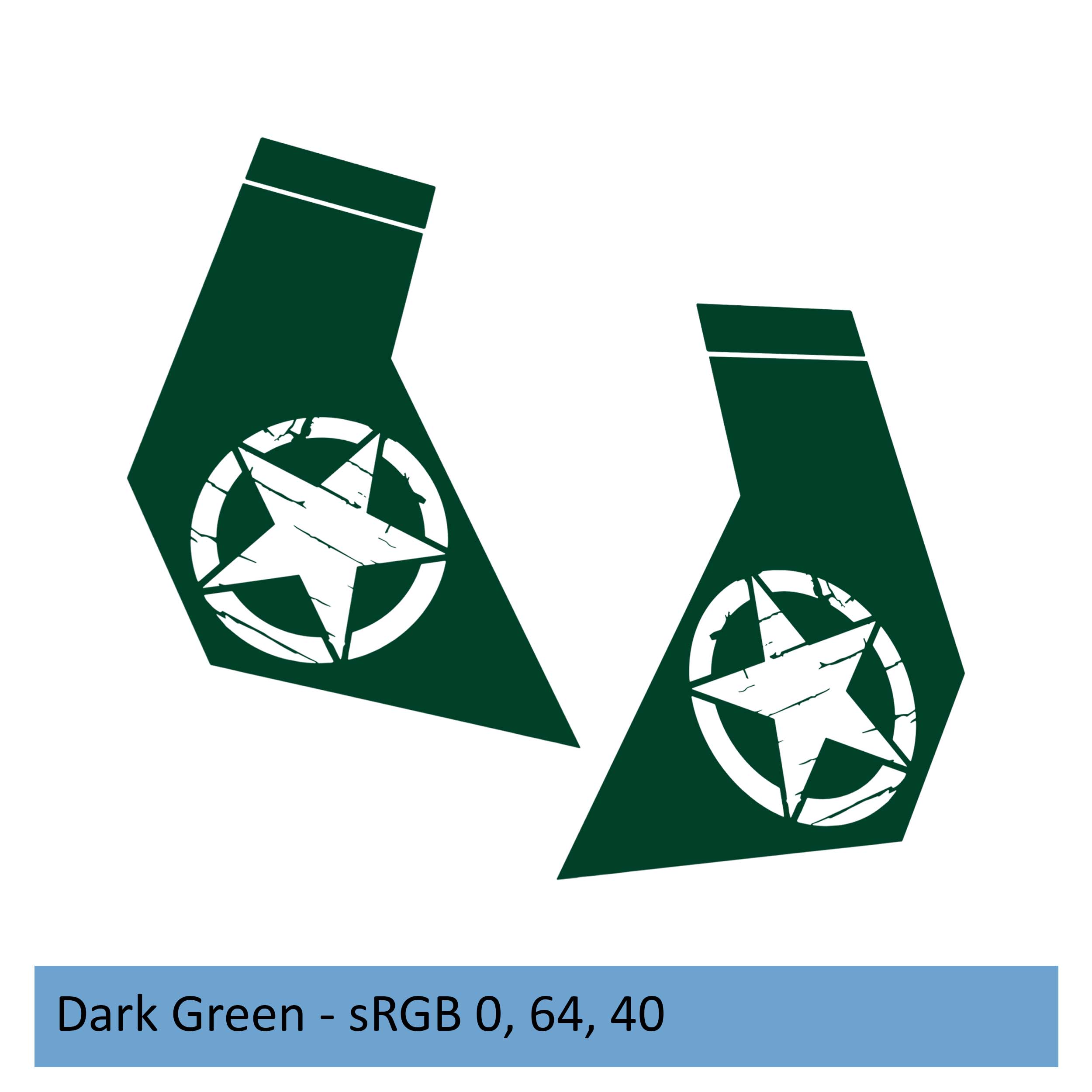 Dark green distressed Alfa Romeo star bodyside decal for 2020+ Jeep Gladiator JT cab graphic