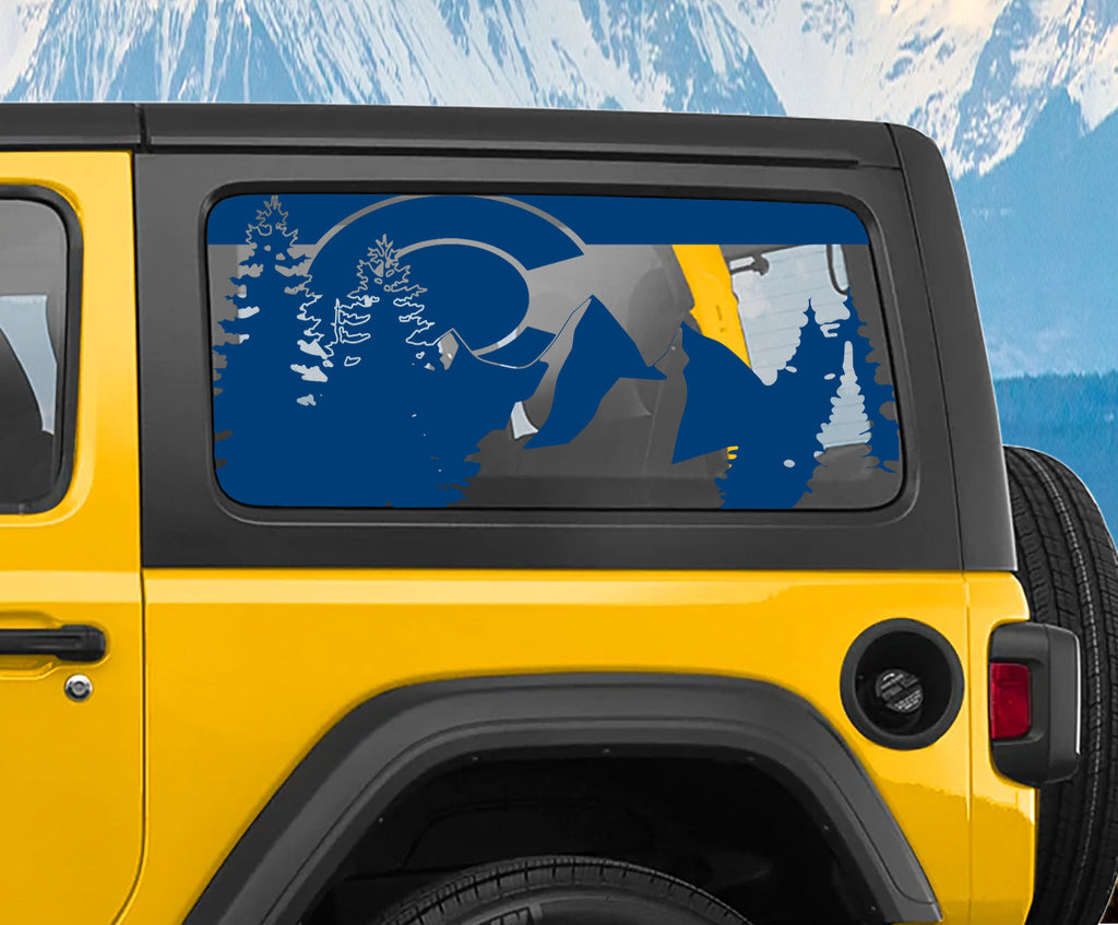 Blue Colorado state flag mountain pine tree hardtop window vinyl decal for Wrangler