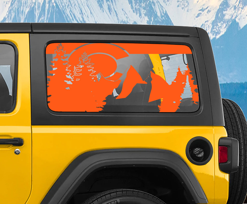 Orange Colorado state flag mountain pine tree hardtop window vinyl decal for Wrangler