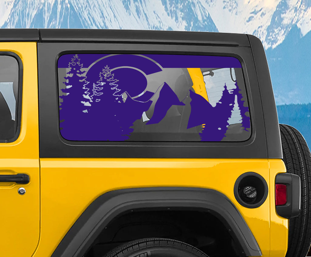 Purple Colorado state flag mountain pine tree hardtop window vinyl decal for Wrangler